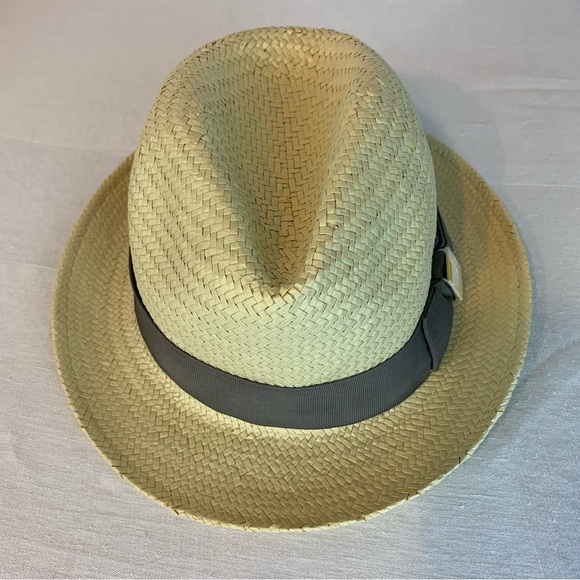 C.C. Exclusive Fedora Paper Hat with Grey Bow and Gold Logo - Picture 2 of 9